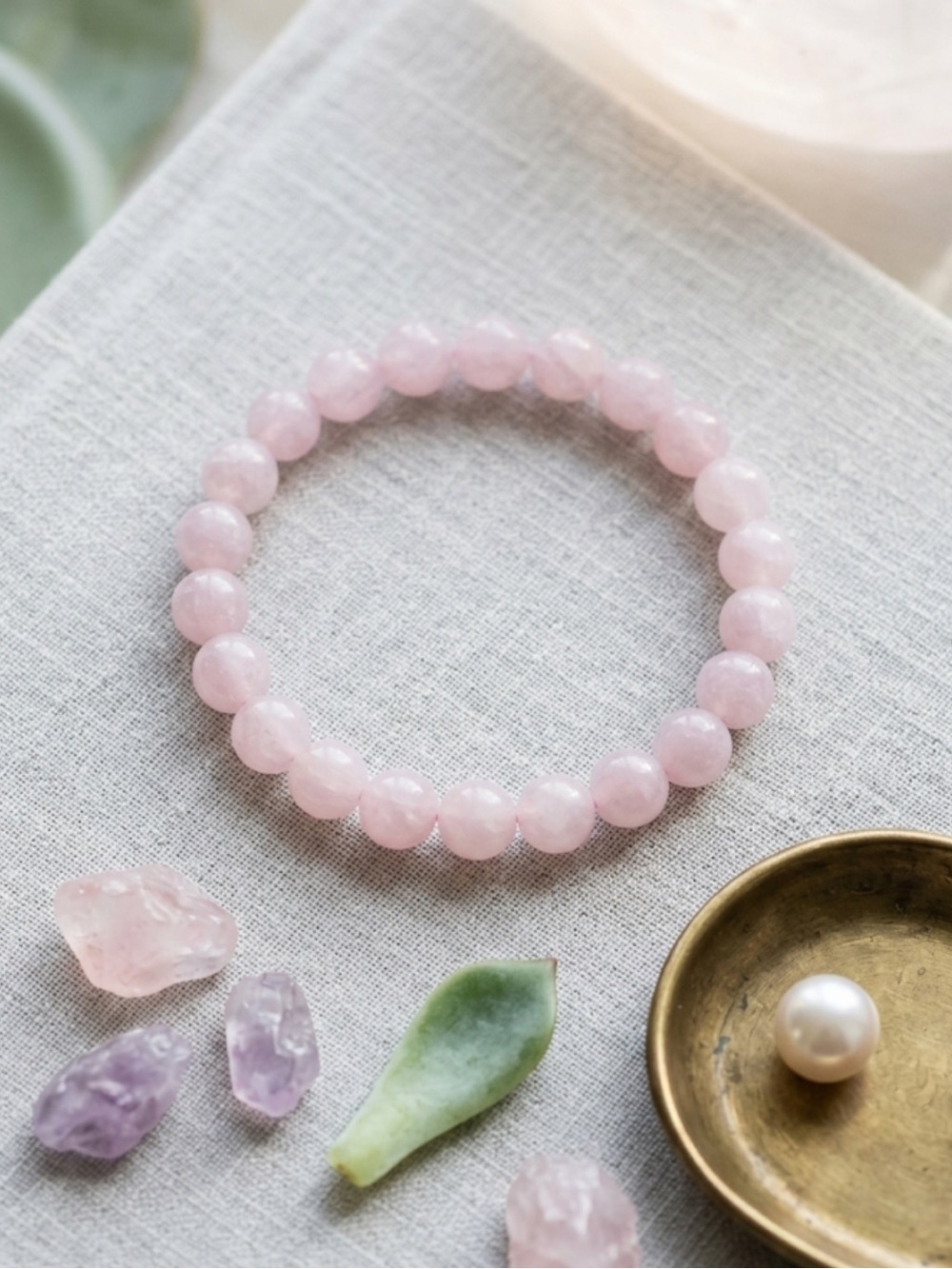 Kunzite Crystal Bracelet – 8mm Beads | 7.5” |‎ Healing Energy | Soft Purple Glow
